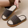 Pantuflas de Lino para Hombre, Pantuflas Silenciosas de Algodón y Lino para Interiores de Primavera y Otoño para Uso en Casa, Pantuflas de Algodón y Lino para Mujer de Cuatro Estaciones, Nuevos Modelos de Otoño e Invierno