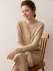 Nuevo Suéter Cardigan de Punto Jacquard con Encaje y Cachemira para Mujer Otoño e Invierno 2026 Color Sólido Holgado Suéter Base de Punto