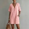2026 Estación Independiente Transfronteriza de Verano Europea y Americana Amazon Nueva Ropa de Mujer Vestido Casual Cómodo con Bolsillo de Botones Mujer