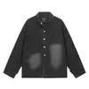 Rumen Outdoor Marca de Moda Chaqueta de Mezclilla Lavada Desgastada Sencilla para Hombre Otoño Diseño de Cuello Alto Sentido del Diseño Suelta Versátil Chaqueta