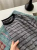 Camiseta de Manga Larga con Rayas de Contraste Retro Estilo Coreano para Mujer, Holgada, Casual y Ajustada, Camiseta Interior, Nuevo Estilo de Otoño para Estudiantes