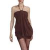 Ropa de Mujer Europea y Americana Amazon Nuevo Estilo de Verano Color Sólido Top Tubo de Cuello Halter Vestido de Cintura Alta Venta al por Mayor