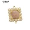 WT-PC004 venda quente exportação Atacado cor natural gema ametista pedra glitter quadrado DIY brincos pingente feminino