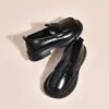 Zapatos Pequeños de Cuero Estilo Británico Niñas 2026 Nuevos Primavera/Otoño Plataforma Suela Gruesa Mary Janes Mocasines Zapatos Individuales Negros de Estudiante