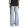 Jeans Rasgado Azul Aço Brilhante Primavera 2026 para Homens Cleanfit Moda Lavada Calças Ligeiramente Flare