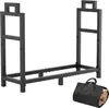 Estante para Leña Universal de 30 pulgadas para Interiores y Exteriores Estante Metálico Resistente para Almacenamiento de Madera Chimenea/Patio/Terraza