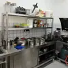 Acero Inoxidable 304 Mesa de Trabajo Engrosada Mesa de Preparación de Cocina Tabla de Cortar Gabinete de Platos con Puerta Deslizante Uso Comercial