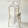 Tela para respaldo de silla de satén de imitación al por mayor de fábrica, cinta de satén específica para hotel, lazo de banderola floral para respaldo de silla de banquete de bodas
