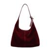 Bolsa Tote Cor Sólida Simples Versátil Bolsa de Ombro Camurça Texturizada Casual Versátil para o Dia a Dia Bolsa de Grande Capacidade Transfronteiriça