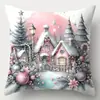 Funda de Cojín Decorativo Papá Noel Muñeco de Nieve Reno Impresa por un Lado para Navidad Invierno Sala de Estar Sofá Dormitorio
