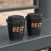 Vaso de café desechable bronceado negro con tapa, embalaje exterior comercial, vaso especial para bebidas calientes, leche, té, vaso de papel, personalización