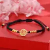 Venta al por mayor de fábrica pulsera chapada en oro marca Fucai cuerda negra roja cuerda de mano para amantes pulsera de cuentas de transferencia de este año marea nacional