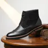Botas Martin de Retazos Estilo Británico Retro para Hombre de Media Caña Brogue Tallado Casual de Negocios Botines Otoño/Invierno Botas de Cuero para Hombre