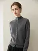 Estilo simples, gola alta, cardigã 100% cashmere puro, suéter de tricô de abotoamento simples feminino, suave e versátil, suéter de inverno moderno