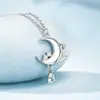 Collar Rosa Moonlight Plata Pura 999 Estilo Coreano Ins Diseño de Nicho Cadena para Clavícula Rosa Galaxia Regalo de San Valentín