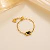 Yunyao Estilo Europeo y Americano Cadena Deslizante Personalizada Diseño de Circonita Verde Anillo Personalizado para Mujer Acero de Titanio Chapado en Oro de 18K Joyería