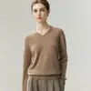 Direto da fábrica, nova moda feminina outono e inverno 100% caxemira gola V simples versátil camisa básica, suéter feminino de corte solto