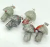 Europa y Estados Unidos venta caliente cristal natural piedra ágata 2 cm mini hongo colgante collar accesorios DIY hecho a mano