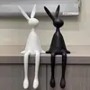 Adornos Minimalistas Modernos en Blanco y Negro de Conejo Lindo con Orejas Largas Modelo para Habitación Sala de Estar Junto a Mueble de TV Aparador de Vino Estantería Decoración