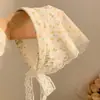 Lenço Triângulo de Renda Tricotada Francês com Flores, Lenço de Cabeça Estilo Japonês Retrô, Faixa de Cabelo, Lenço Pequeno Versátil, Acessórios para Fotos