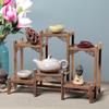 Atacado Madeira Maciça Madeira Asa de Frango Rack Bogu Pavilhão Duobao Brinquedos Culturais Rack de Armazenamento para Sala de Estar Chinesa Rack para Conjunto de Chá Armário de Exibição Pequeno Pêndulo