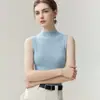 Suéter de Cachemira para Mujer Bai Cai Rong Otoño/Invierno 2026, Sin Mangas, Cuello Semi Alto, Diseño Versátil, Tejido de Lana