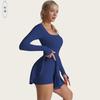 Vestido Deportivo de Golf Yoga sin Espalda Popular Transfronterizo Muyao para Correr Fitness con Pantalones Cortos Vestido de Tenis de Manga Larga