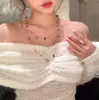 Colar Camadas Múltiplas Estilo Coreano Pedra Olho de Tigre Imitação Irregular Acessórios de Corrente para Suéter Feminino de Alto Padrão Nicho Design Simples