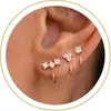 Conjunto de brincos simples de zircônia cruzados populares para mulheres banhado a ouro 18K sem tarraxa traseira argola meia argola tarraxa osso da orelha moderno