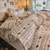 Juego de cuatro piezas con borde de gasa fruncida estilo puff clase A, juego de tres piezas de gasa arrugada de algodón puro estilo ins, funda nórdica popular para dormir sin ropa