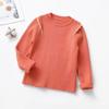 [en stock] Suéter de punto liso de cuello redondo para niñas, otoño e invierno, base de canalé, para bebés, rosa, suave, ajustado, elástico