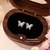 Brincos Femininos S999 Prata Pura Novo Estilo Tiktok Frescos e Simples Borboleta Dupla Camada Vazada Design Minimalista de Nicho