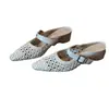 Pantuflas Cerradas Estilo Francés, Nuevos Zapatos Perforados de Verano, Zapatos Romanos de Malla Hueca, Sandalias sin Cierre, Zapatos de Mujer de Tacón Medio