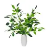 Ramas Artificiales de Árbol Banyan, Hojas de Árbol Banyan Recubiertas de Plástico con Bordes Blancos, Árbol Banyan para Paisajismo de Supermercado, Vegetación de Jardín, Plantas Verdes