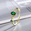 Nuevo anillo estilo palacio japonés Seiko incrustado Esmeralda medio antiguo apertura ajustable mujer temperamento retro