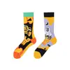 Calcetines de Moda Originales Asimétricos Estilo AB para Mujer Calcetines de Algodón de Verano Zhejiang Arte de Dibujos Animados Personalizado Calcetines de Algodón de Tubo Medio para Hombres y Mujeres