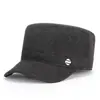 Chapéus para Homens de Meia-Idade e Idosos, Chapéus de Topo Plano, Chapéus de Lã Quentes com Proteção para as Orelhas para Outono e Inverno, Chapéus Espessados para Pais Idosos