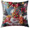 Capa de Almofada de Natal Temu Decoração de Feriado Transfronteiriça Estilo Pintura a Óleo Realista Capa de Almofada para Sofá Quarto Almofada Atacado