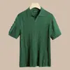 Camisa Polo de manga corta para hombre, color liso, ligera, de verano, estilo coreano, moderna, casual, con cuello de solapa, de punto, top versátil