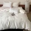Estilo Fresco y Sencillo para Niñas, Bordado Morado, Juego de Ropa de Cama Individual/Doble Amigable con la Piel, Algodón Puro de Fibra Larga, Juego de Textiles para el Hogar de Tres/Cuatro Piezas
