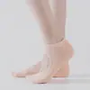 Calcetines de Yoga con Suela de Toalla, Calcetines de Piso Redondos, Punta Abierta y Talón Abierto, Calcetines Cortos de Ballet, Absorbentes de Sudor, Resistentes al Olor, Tubo Corto, Antideslizantes