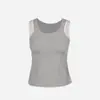 Camiseta sin mangas de mujer cálida, estilo dos piezas falsas, con tirantes de colorblock, cuello en U, corte ajustado, no necesita sujetador, capa interior, capa exterior, capa base, camisa