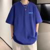 Camiseta Manga Curta Masculina Marca Tendência Versátil Ins Solta 2025 Nova Estilo Hong Kong Top Solto Camiseta Adolescente