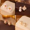 Aretes de Mariposa de Perla de Oro Real Galvanizado con Aguja de Plata S925, Aretes Femeninos y Elegantes de Gota de Agua, Collar Pequeño Fresco y Versátil