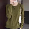 Cardigan de Punto de Color Sólido con Cuello Redondo Estilo Old Money para Mujer, de un Solo Botón con Bolsillos, Suéter Holgado, Prenda Exterior, Top Básico