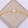 Pulsera de Cadena Trenzada Tejida Transfronteriza Flor Turquesa Diamante Lujo Ligero Zircón Verde Perla Pulsera Acero Titanio Color Libre