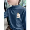 Y2283# Camisa de Respaldo de Cuello Semi-alto De Rong para Niños Ropa de Otoño Ropa Cálida Forrada de Polar Manga Larga Chaqueta Grande para Niños