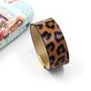 Nueva Moda Europea y Coreana Joyería Punto de Leopardo Pulsera Ancha de Cuero PU Personalidad de Mujer Accesorios de Pulsera Exagerada para Antro