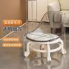 Taburete Giratorio Silencioso con Respaldo Acrílico, Taburete Acrílico para Cambiar Zapatos con Respaldo, Silla con Ruedas, Taburete Bajo, Silla con Respaldo Pequeño, Giratorio