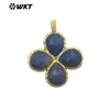 Wt-P2090 Forma de Trébol de Cuatro Hojas de la Suerte Colgante de Piedra Natural Chapado en Oro de 18 Quilates Pendientes para Niñas Accesorios Semi-Terminados